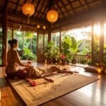 Person modtager traditionel thaimassage i roligt behandlingsrum, terapeut strækker kroppen blidt – illustrerer parasympatisk aktivering og indre ro.