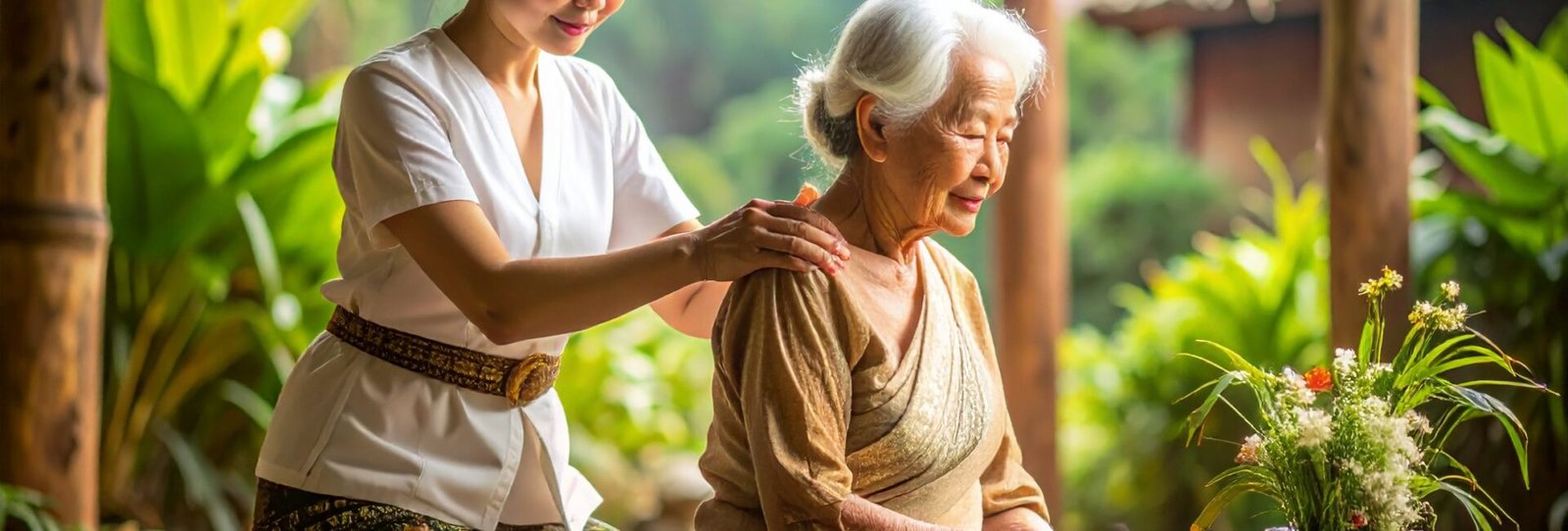 Thaimassage immunforsvar – ældre modtager massage med fokus på immunceller