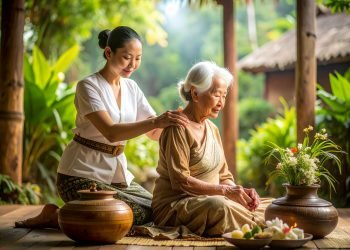 Thaimassage immunforsvar – ældre modtager massage med fokus på immunceller